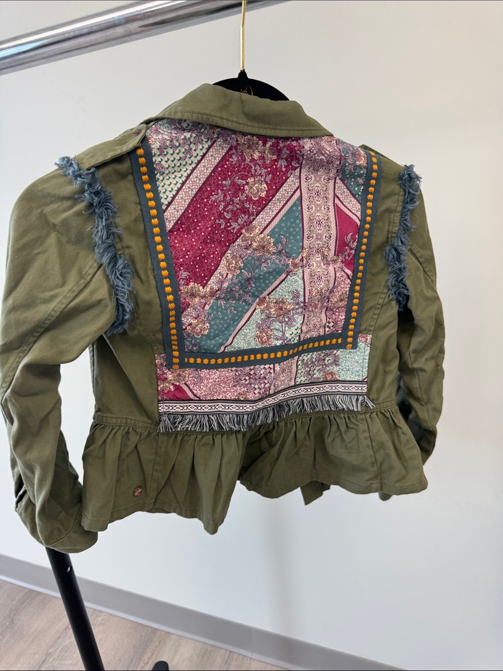 Matilda Jane Olive Green Cropped Utility Jacket with Fringe Accents